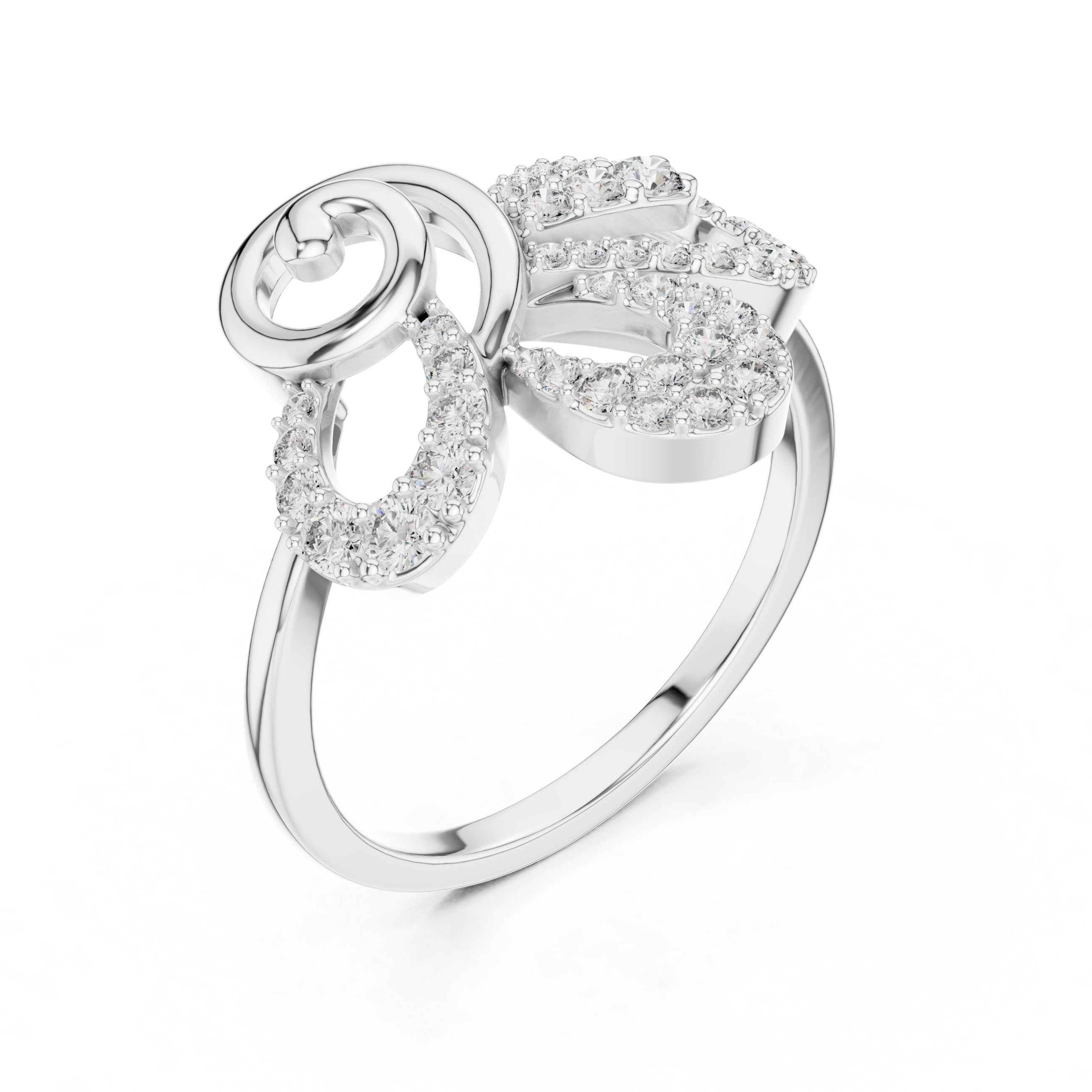 925 Silver Moissanite Contemporary Spiral Bow Cocktail Engagement Ring