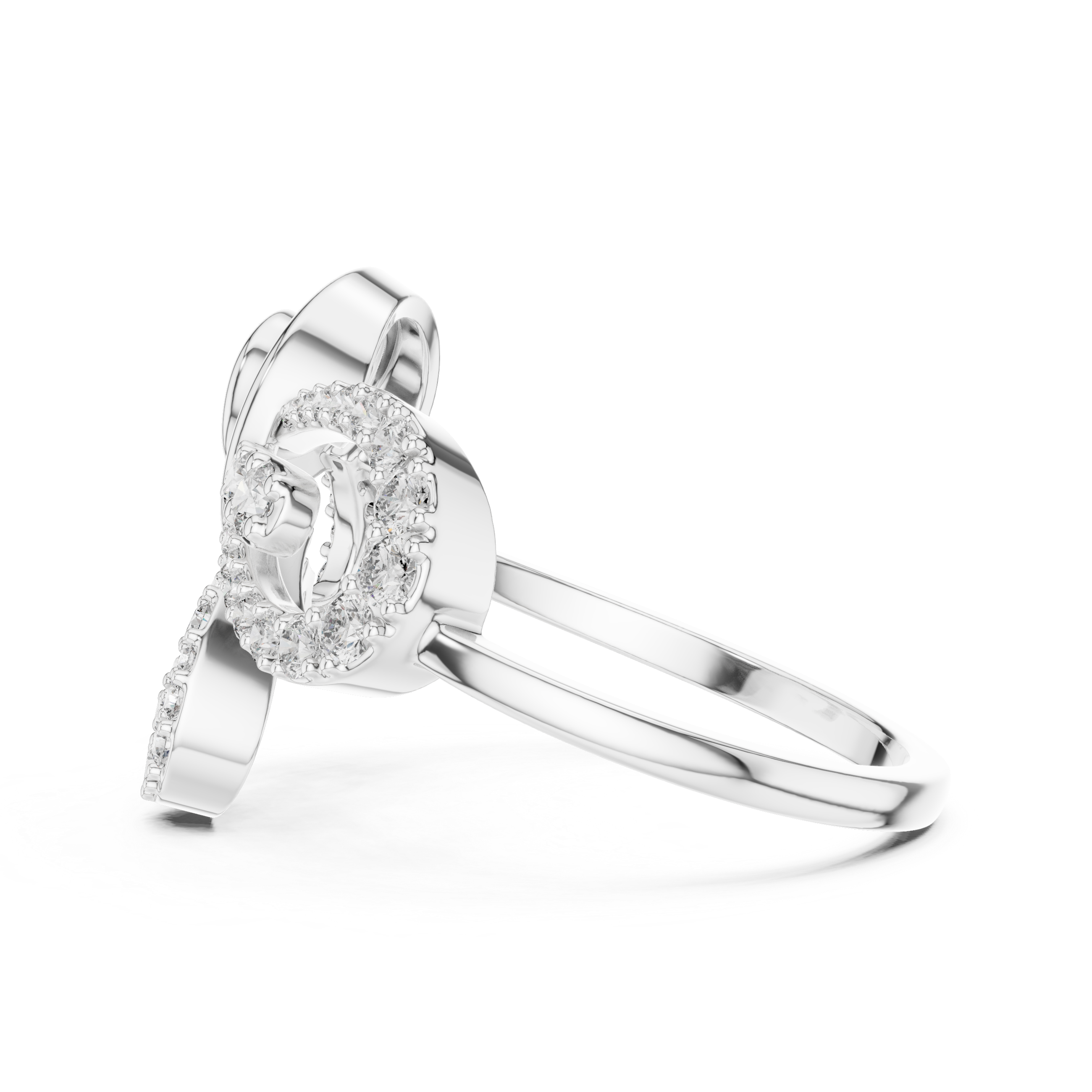 925 Silver Moissanite Contemporary Spiral Bow Cocktail Engagement Ring