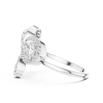 925 Silver Moissanite Contemporary Spiral Bow Cocktail Engagement Ring