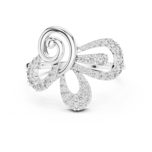 925 Silver Moissanite Contemporary Spiral Bow Cocktail Engagement Ring