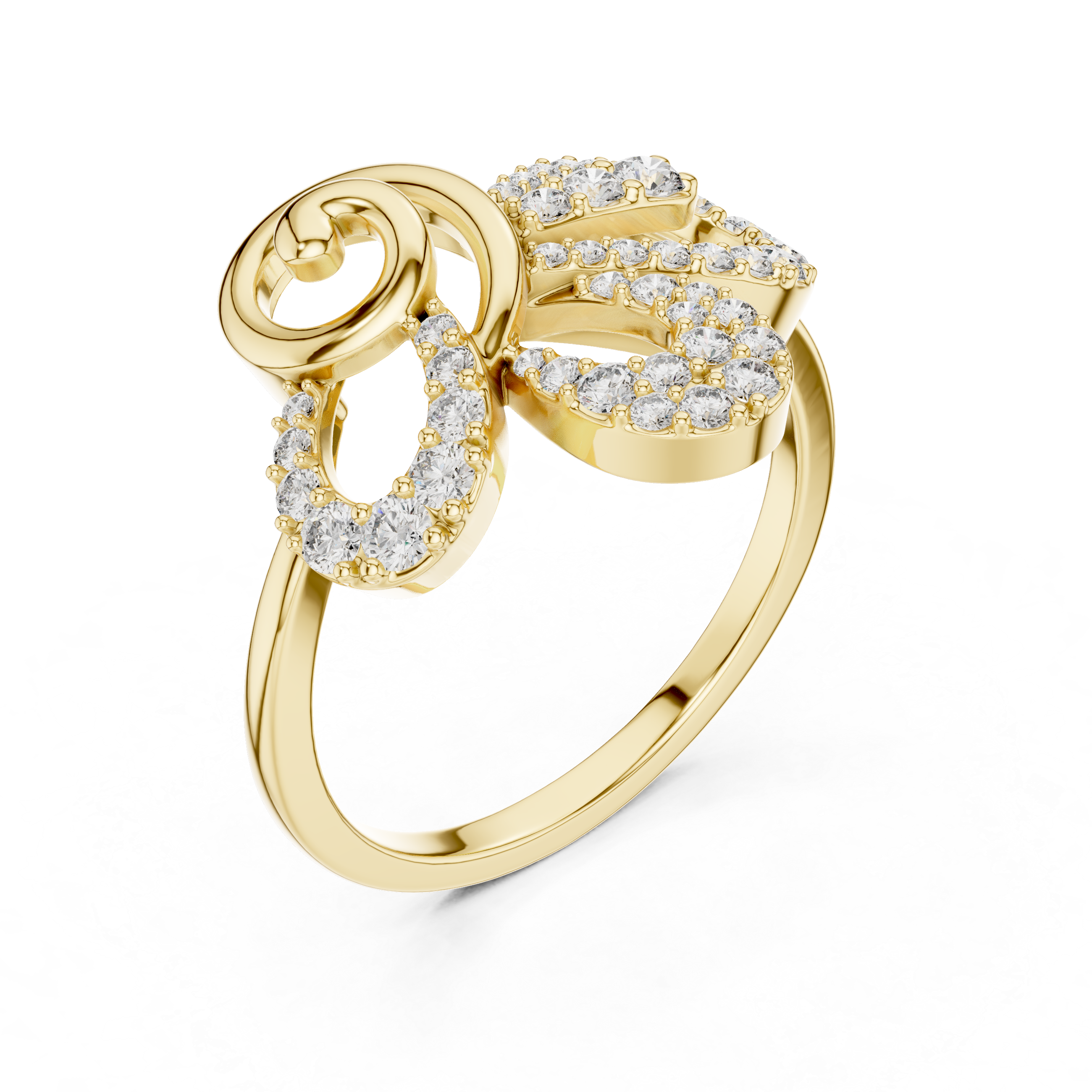 925 Silver Moissanite Contemporary Spiral Bow Cocktail Engagement Ring