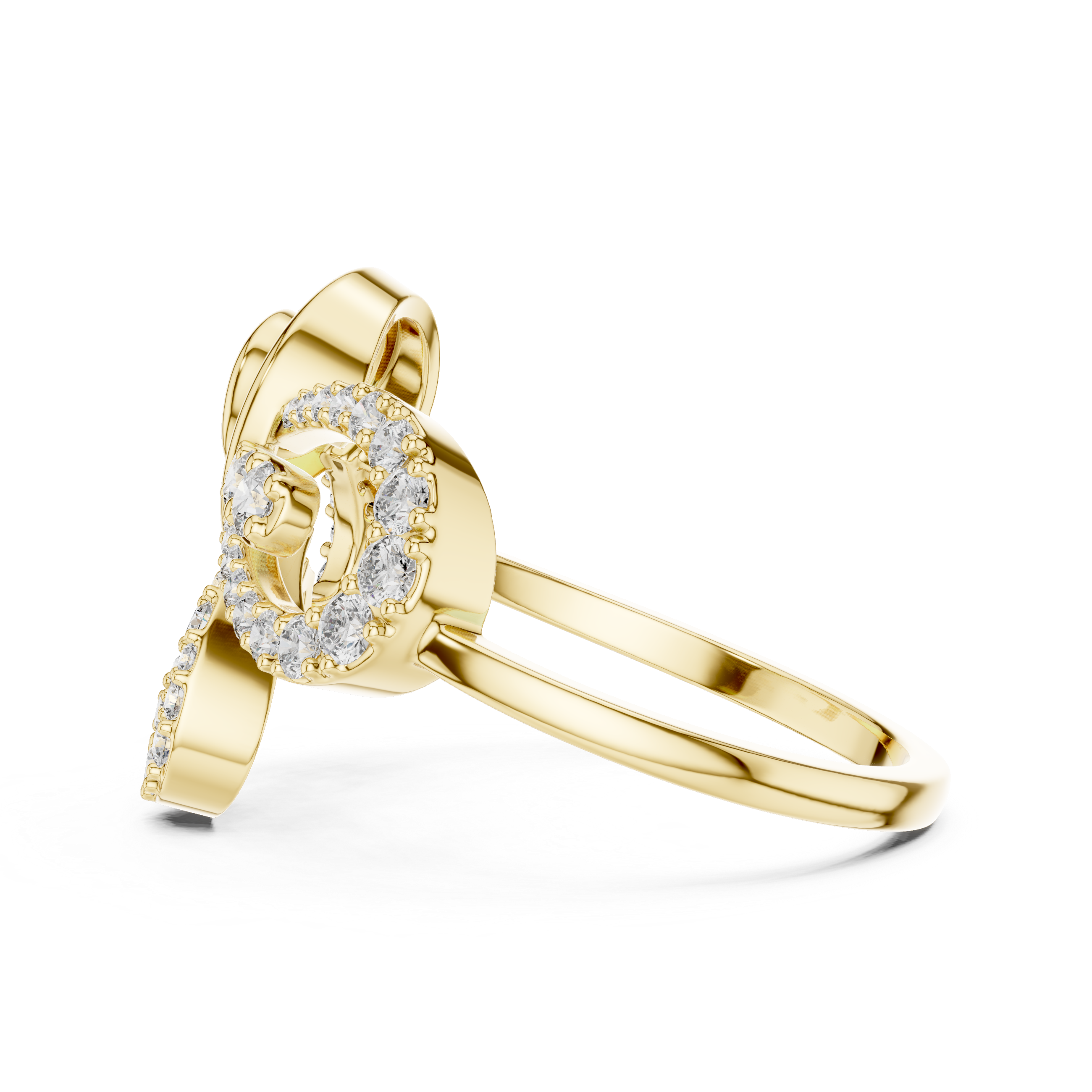 925 Silver Moissanite Contemporary Spiral Bow Cocktail Engagement Ring