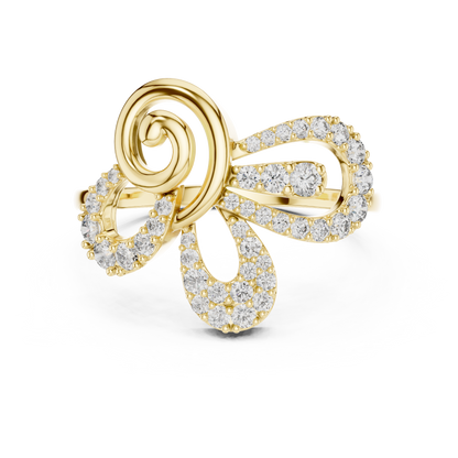 925 Silver Moissanite Contemporary Spiral Bow Cocktail Engagement Ring