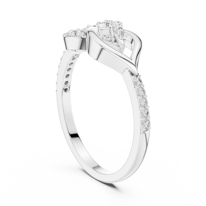 925 Silver Moissanite Infinity Ribbon Crossover Engagement Ring