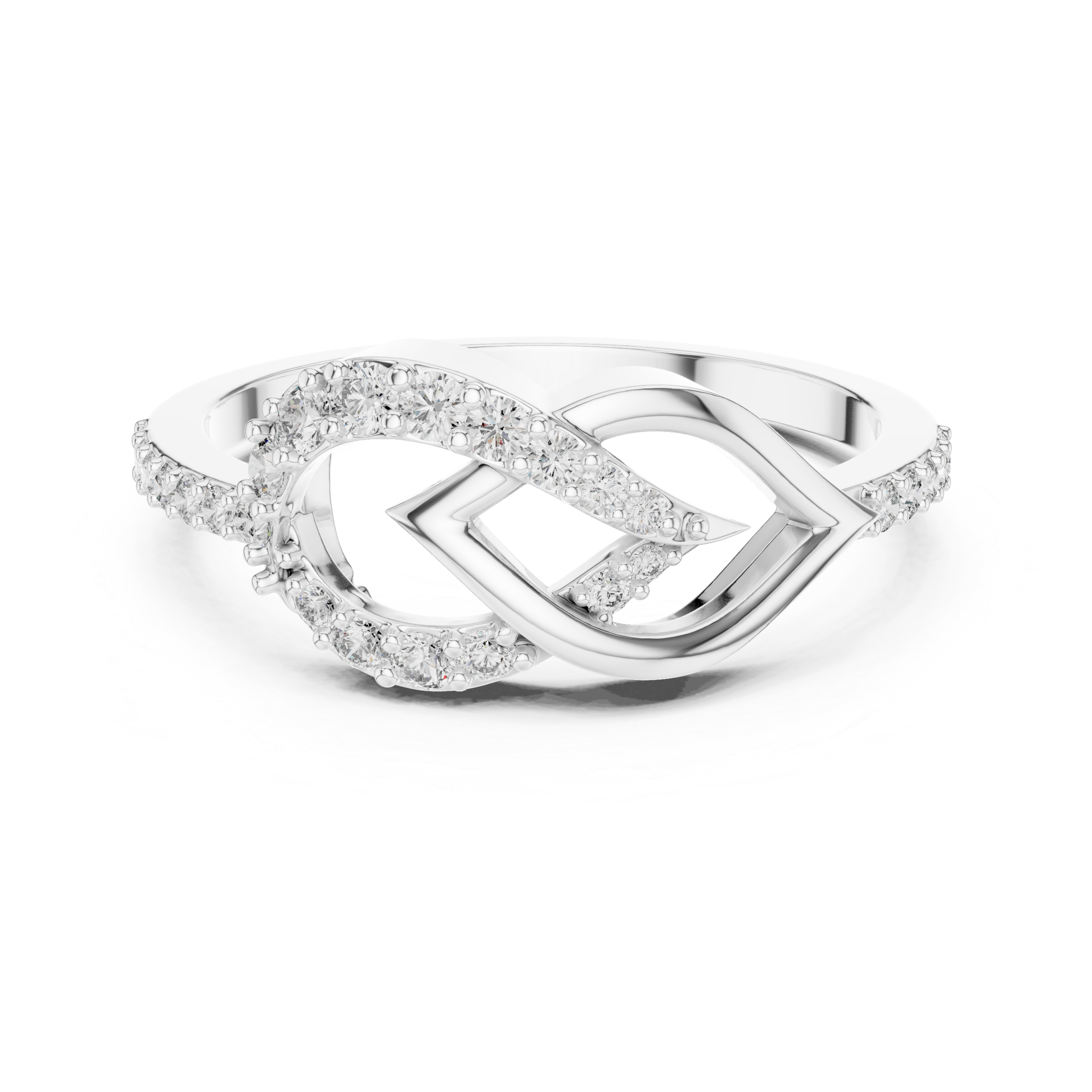 925 Silver Moissanite Infinity Ribbon Crossover Engagement Ring