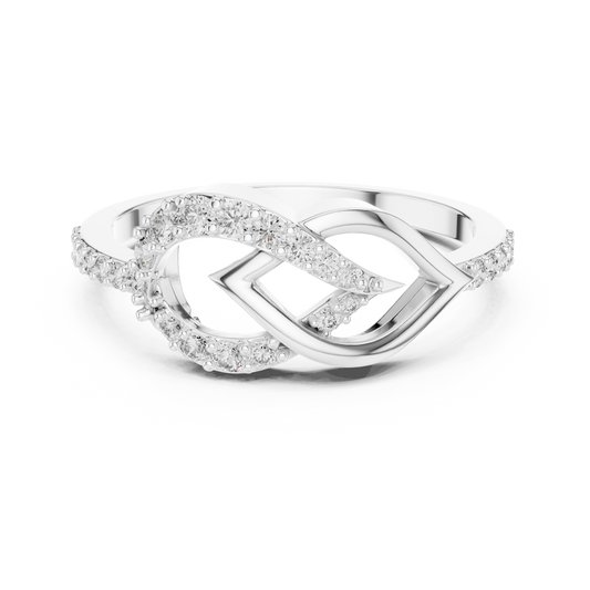 925 Silver Moissanite Infinity Ribbon Crossover Engagement Ring