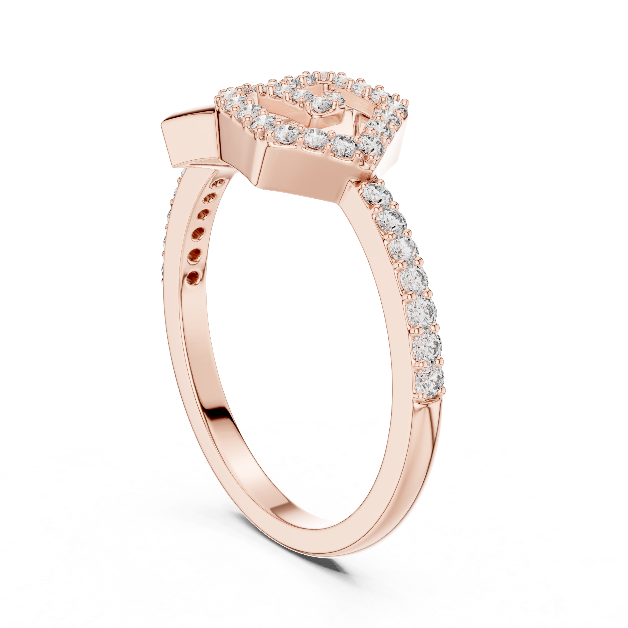 925 Silver Moissanite Interlocking Geometric Pentagon Engagement Ring