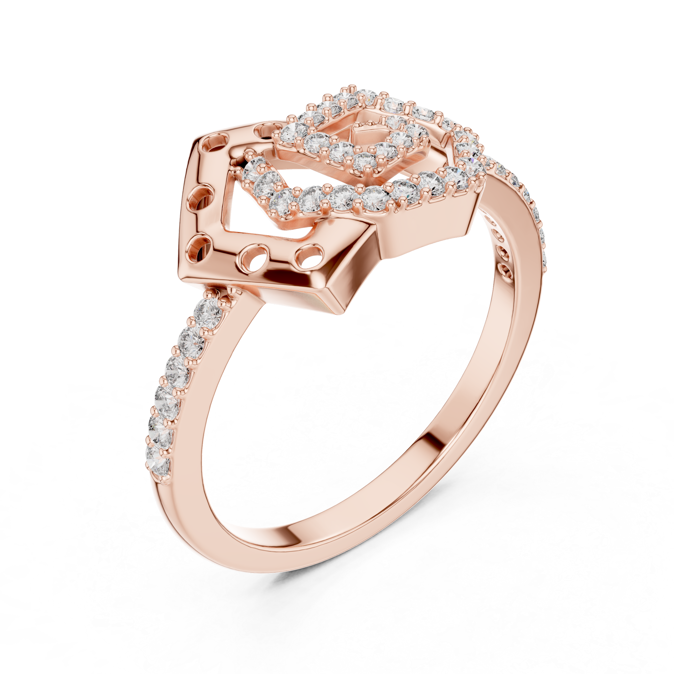 925 Silver Moissanite Interlocking Geometric Pentagon Engagement Ring