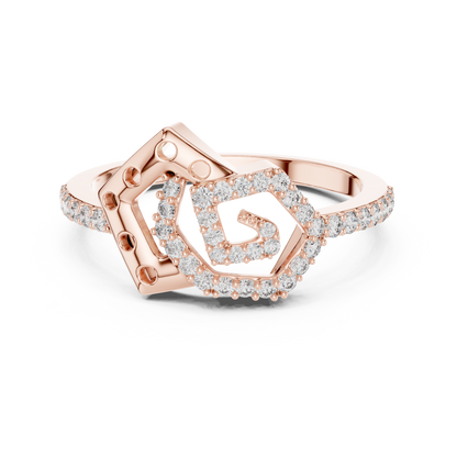 925 Silver Moissanite Interlocking Geometric Pentagon Engagement Ring