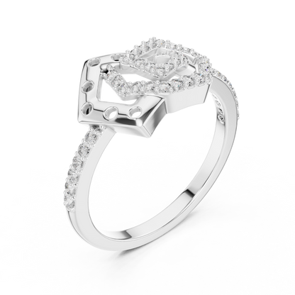 925 Silver Moissanite Interlocking Geometric Pentagon Engagement Ring