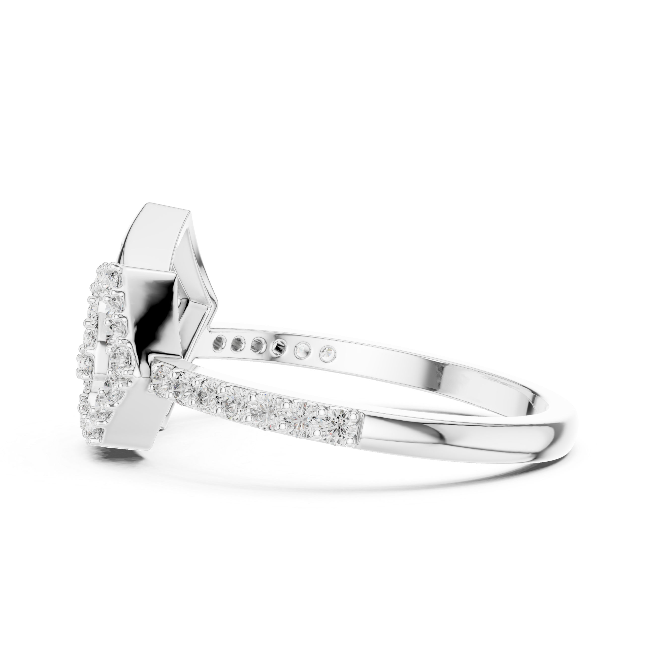 925 Silver Moissanite Interlocking Geometric Pentagon Engagement Ring