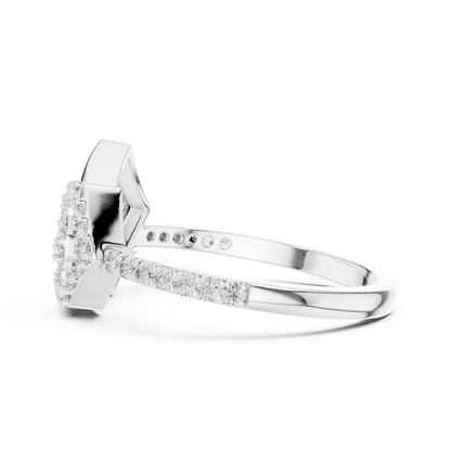 925 Silver Moissanite Interlocking Geometric Pentagon Engagement Ring