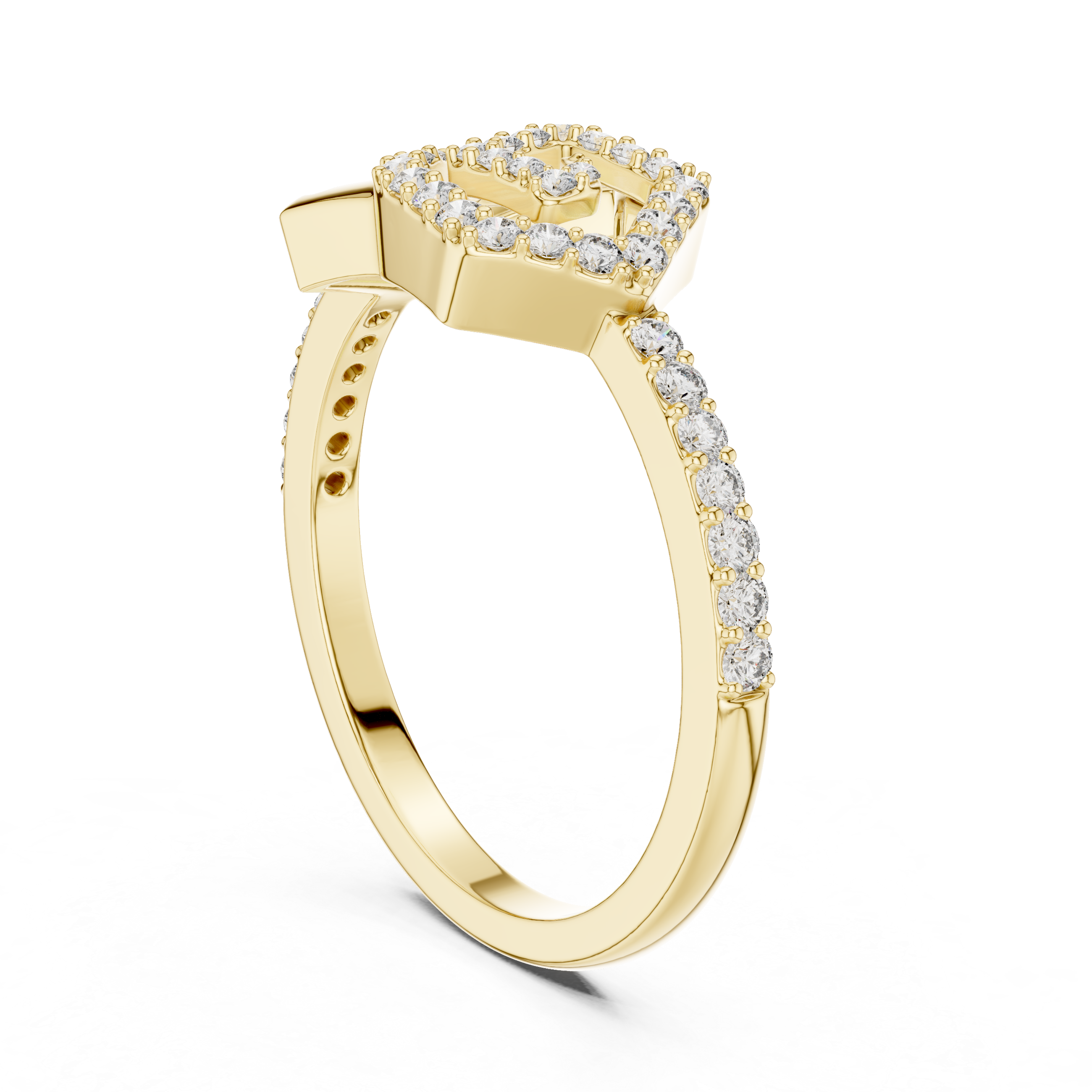 925 Silver Moissanite Interlocking Geometric Pentagon Engagement Ring