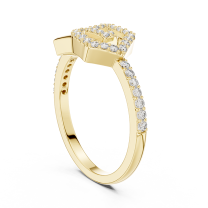 925 Silver Moissanite Interlocking Geometric Pentagon Engagement Ring