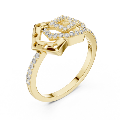 925 Silver Moissanite Interlocking Geometric Pentagon Engagement Ring