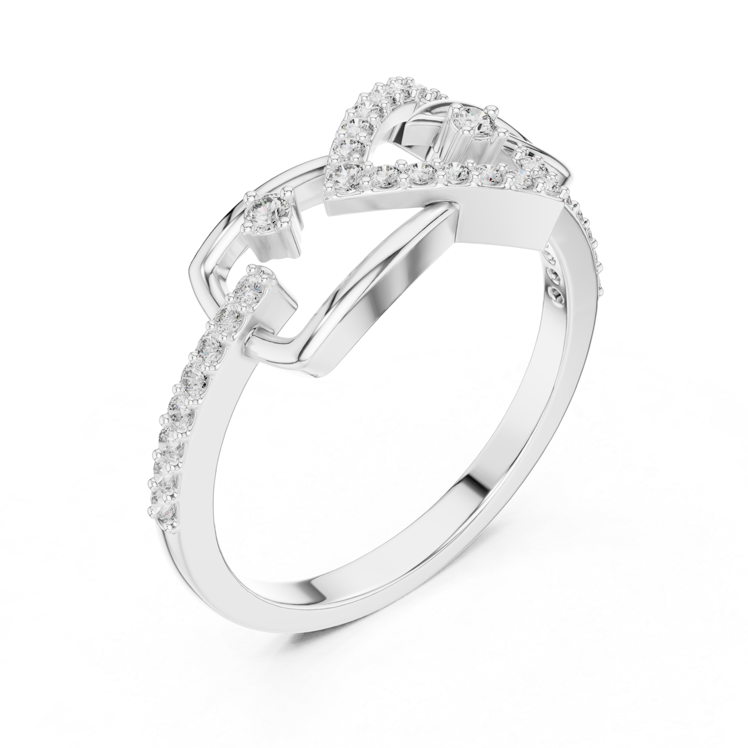 925 Silver Moissanite Art Deco Interlocking Geometric Ring Engagement Ring