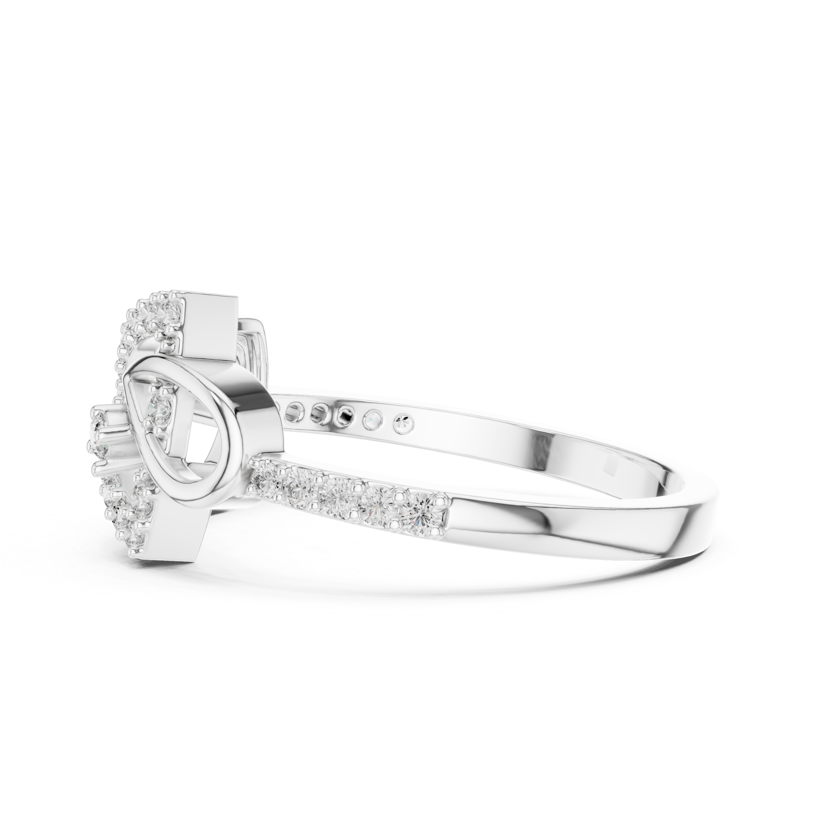 925 Silver Moissanite Art Deco Interlocking Geometric Ring Engagement Ring