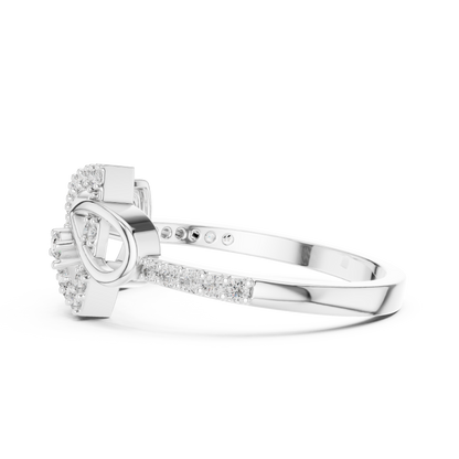 925 Silver Moissanite Art Deco Interlocking Geometric Ring Engagement Ring