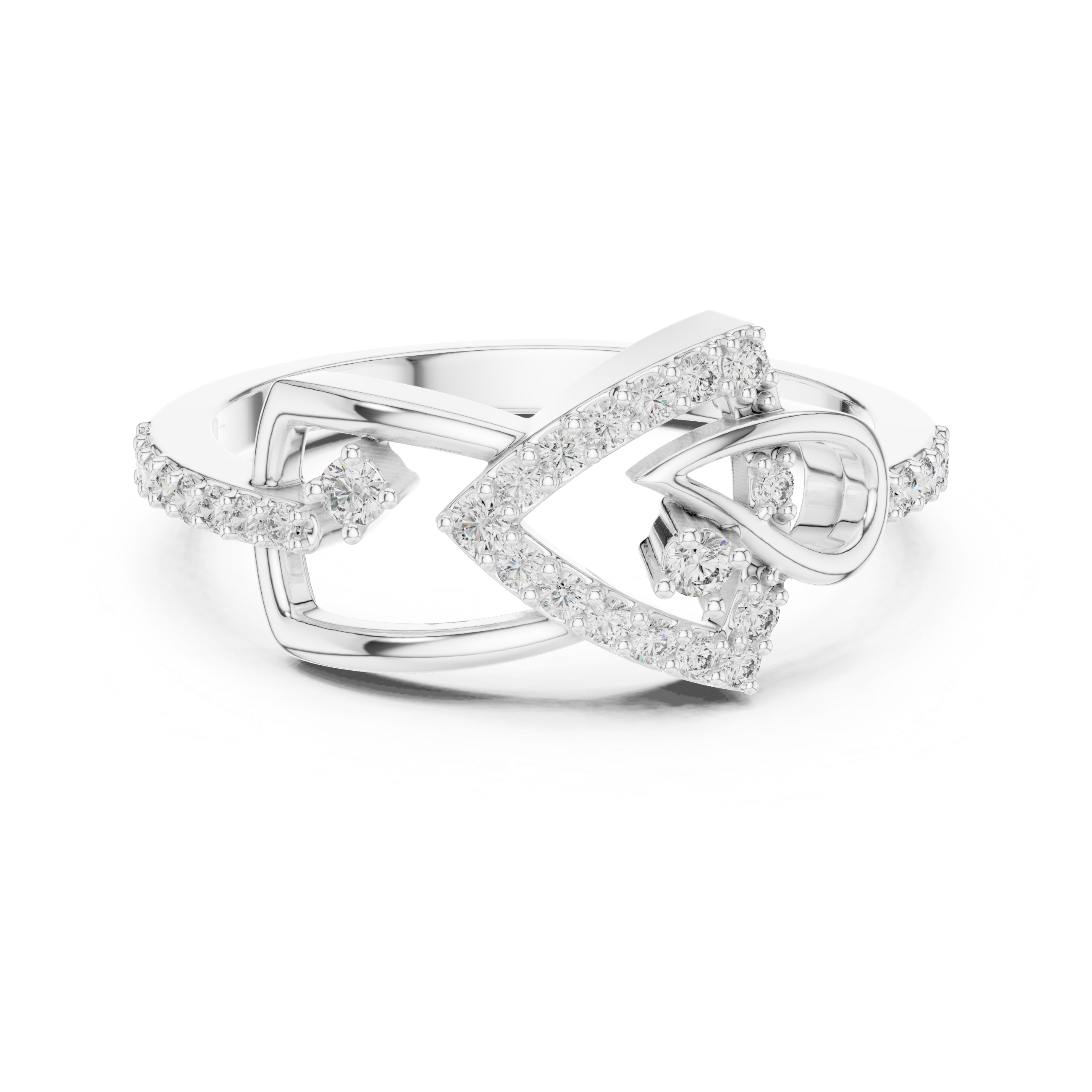 925 Silver Moissanite Art Deco Interlocking Geometric Ring Engagement Ring