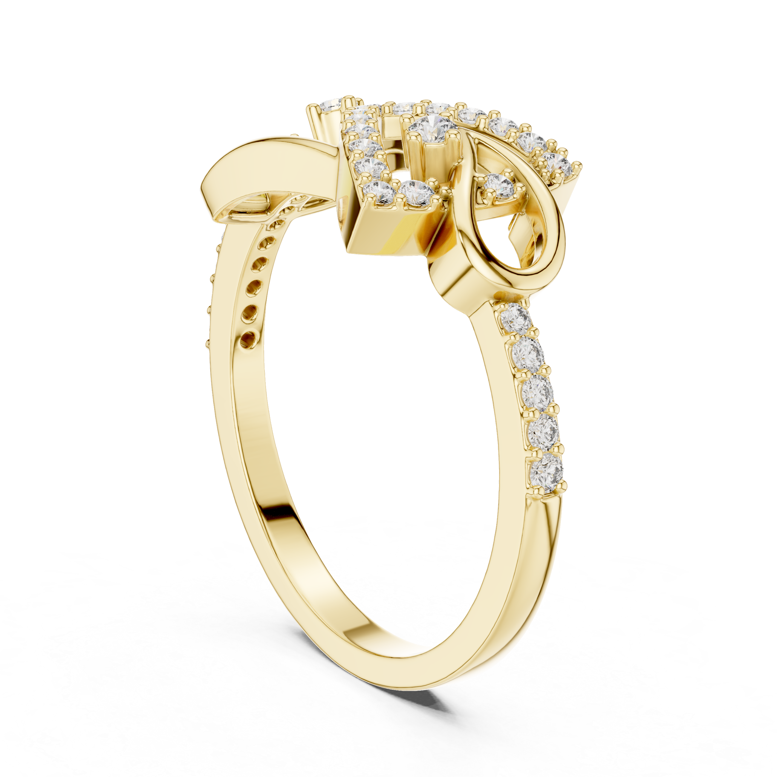 925 Silver Moissanite Art Deco Interlocking Geometric Ring Engagement Ring