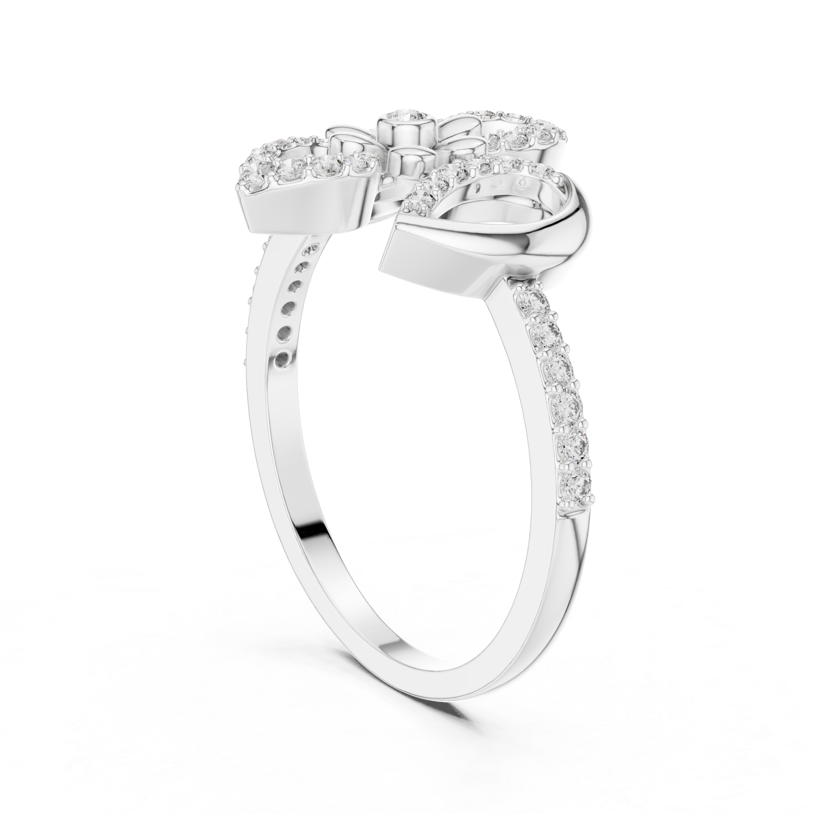 925 Silver Moissanite Royal Fleur-de-lis Flower Cocktail Engagement Ring