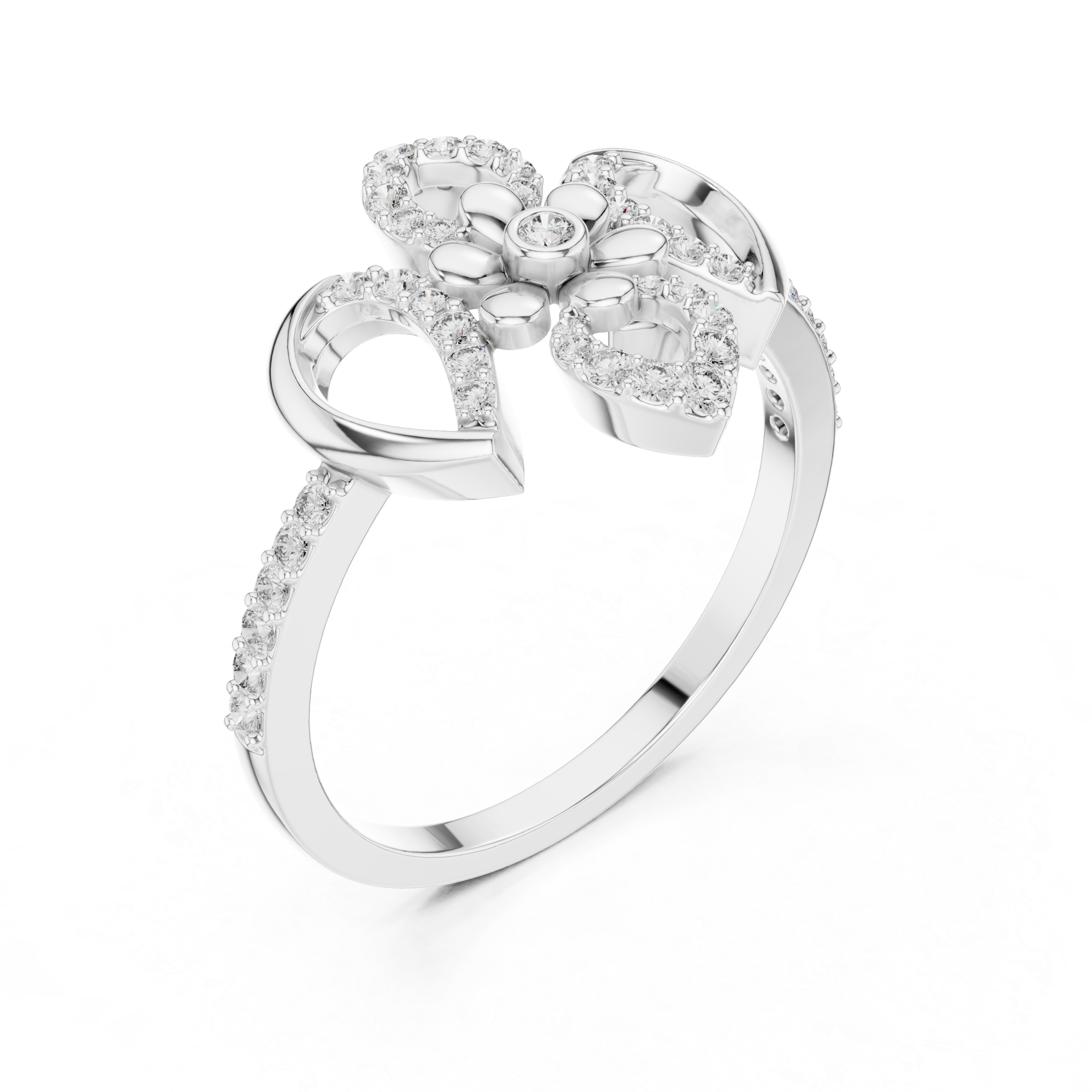 925 Silver Moissanite Royal Fleur-de-lis Flower Cocktail Engagement Ring