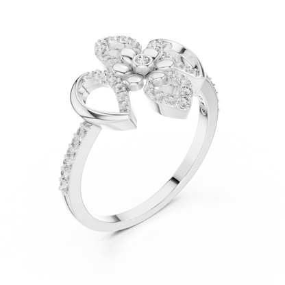 925 Silver Moissanite Royal Fleur-de-lis Flower Cocktail Engagement Ring