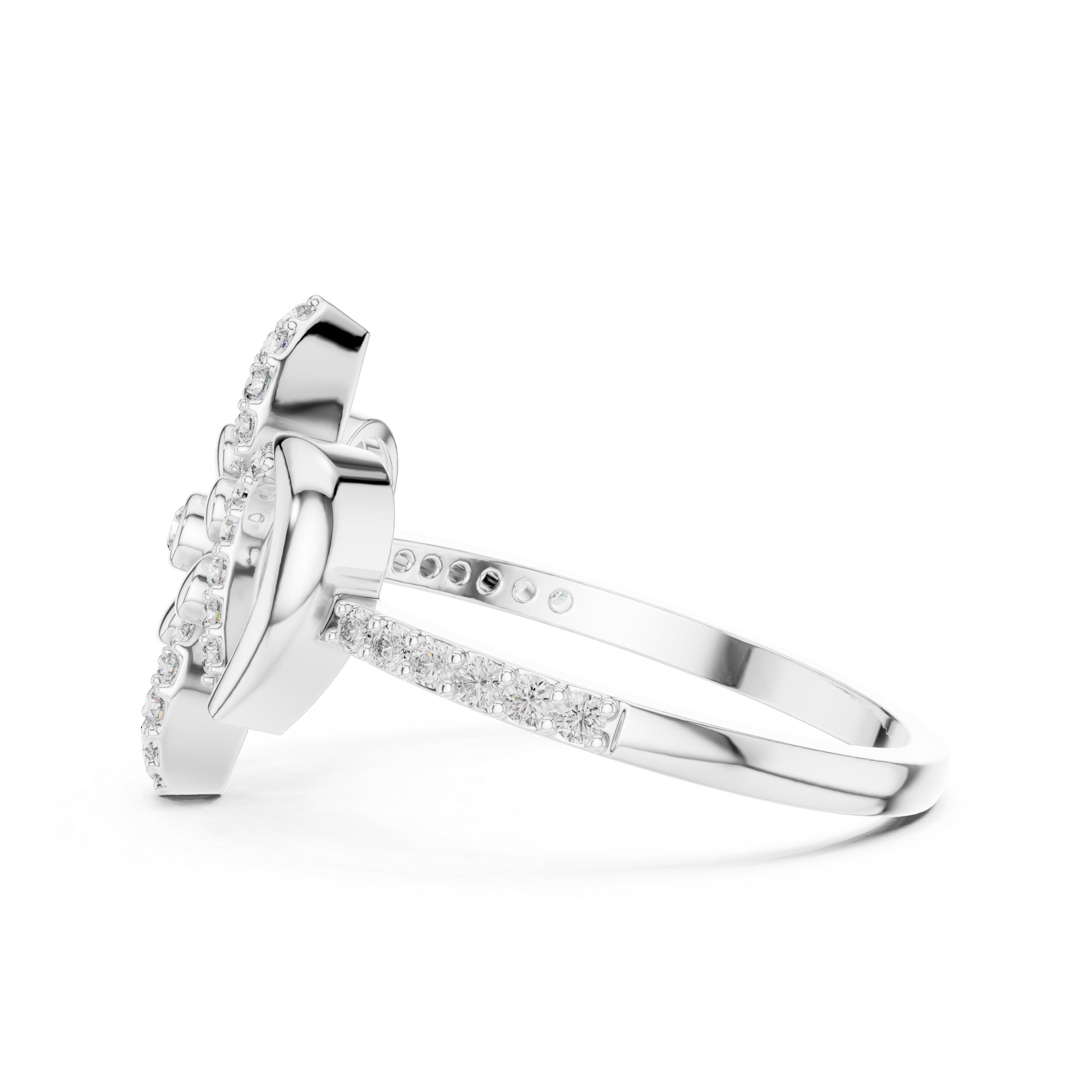 925 Silver Moissanite Royal Fleur-de-lis Flower Cocktail Engagement Ring
