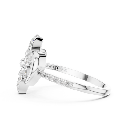 925 Silver Moissanite Royal Fleur-de-lis Flower Cocktail Engagement Ring