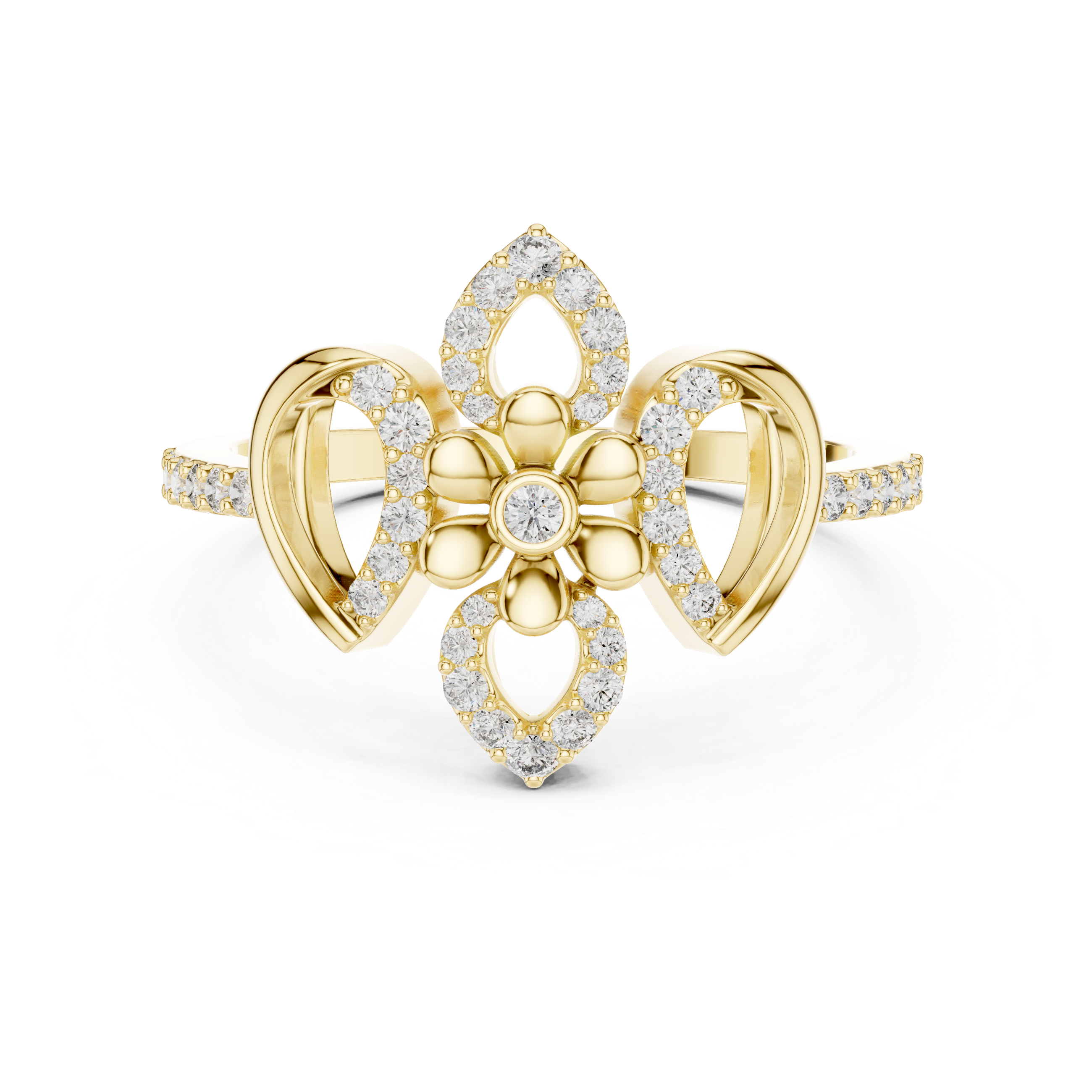 925 Silver Moissanite Royal Fleur-de-lis Flower Cocktail Engagement Ring