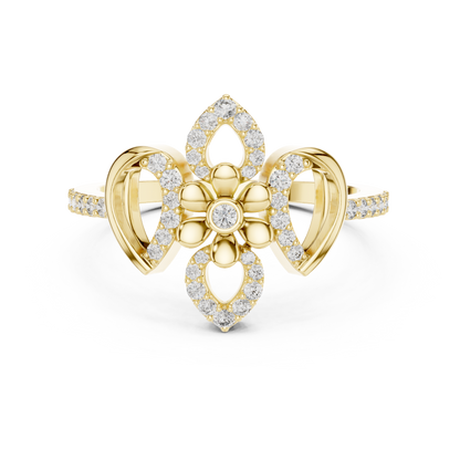 925 Silver Moissanite Royal Fleur-de-lis Flower Cocktail Engagement Ring