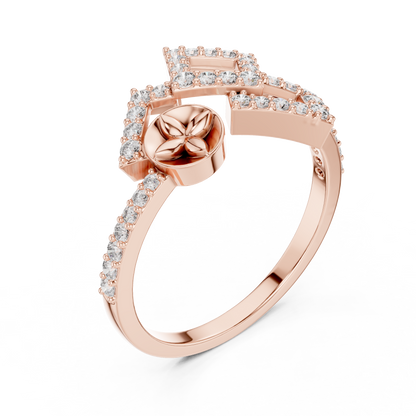 925 Silver Moissanite Geometric Double-Square Quatrefoil Engagement Ring