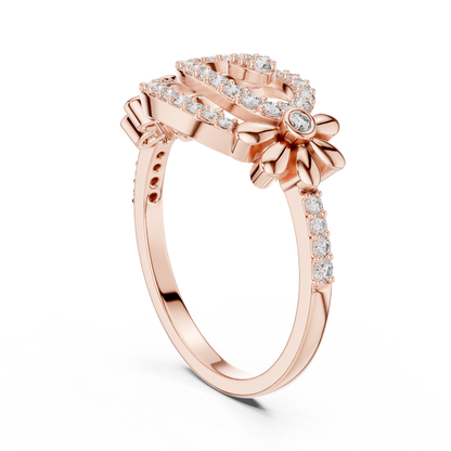 925 Silver Moissanite Spiral Halo Cocktail Ring With Floral Accents Engagement Ring