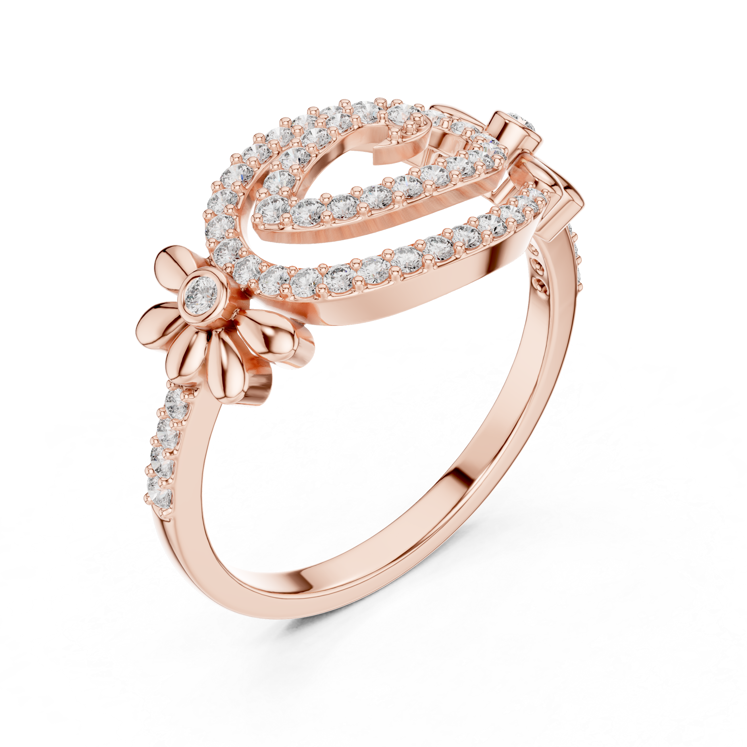 925 Silver Moissanite Spiral Halo Cocktail Ring With Floral Accents Engagement Ring