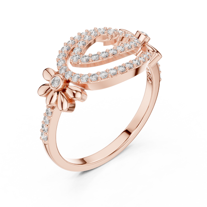 925 Silver Moissanite Spiral Halo Cocktail Ring With Floral Accents Engagement Ring