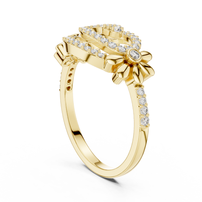 925 Silver Moissanite Spiral Halo Cocktail Ring With Floral Accents Engagement Ring