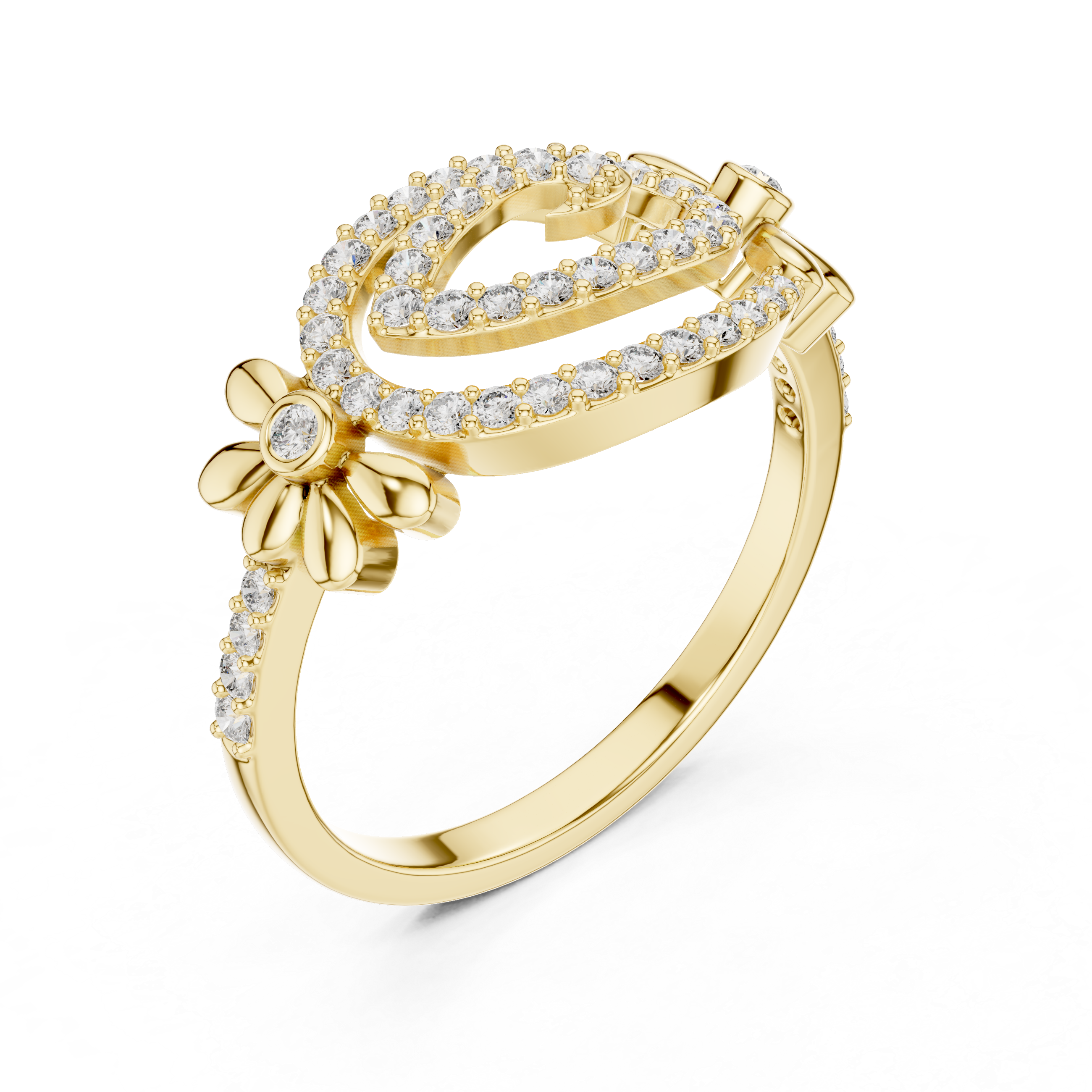 925 Silver Moissanite Spiral Halo Cocktail Ring With Floral Accents Engagement Ring