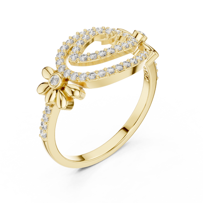 925 Silver Moissanite Spiral Halo Cocktail Ring With Floral Accents Engagement Ring