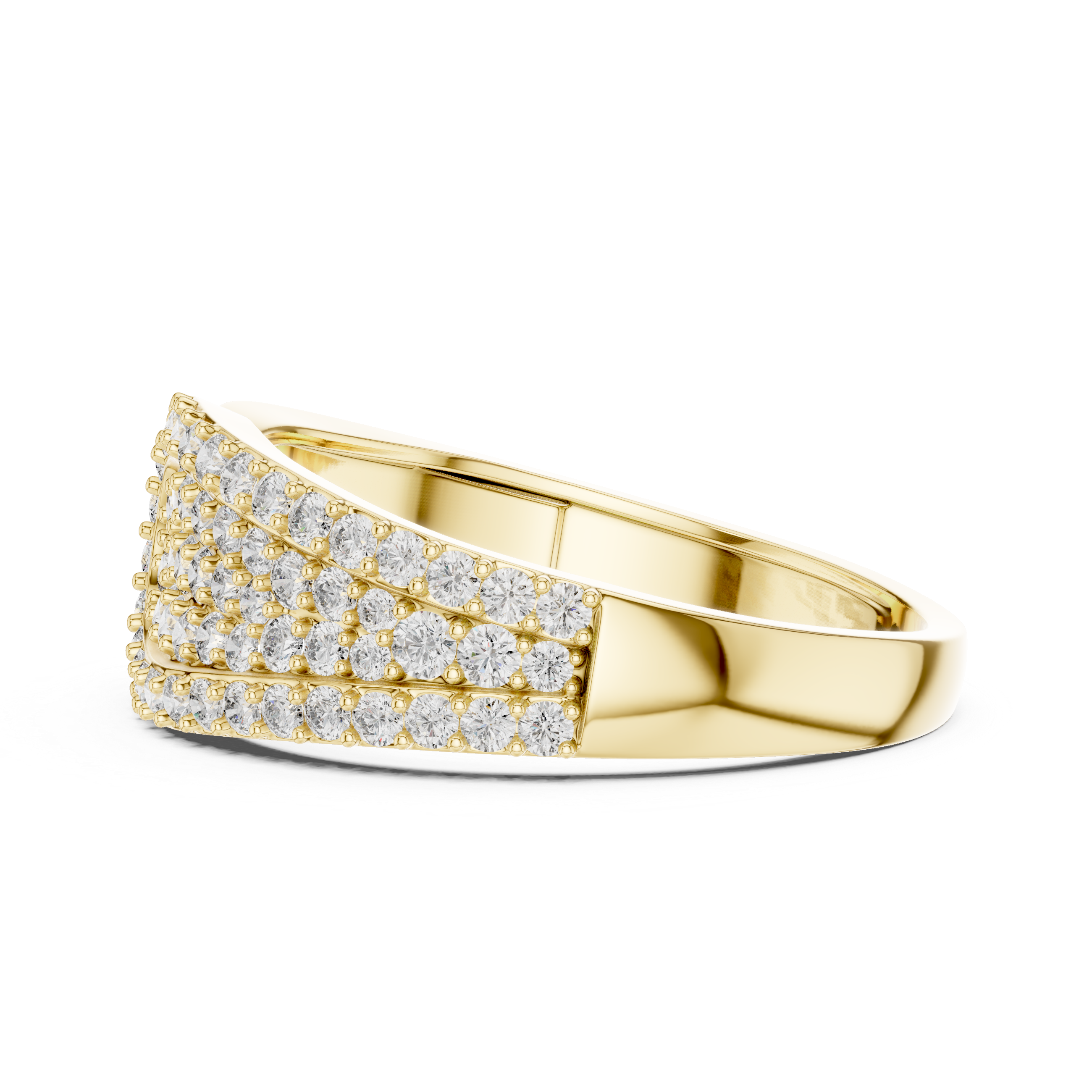 925 Silver Moissanite Mens Band Statement Ring 14k Gold Plated