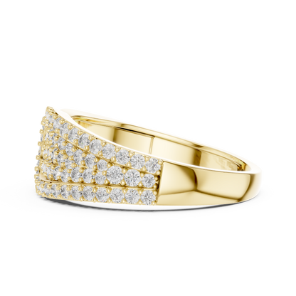925 Silver Moissanite Mens Band Statement Ring 14k Gold Plated