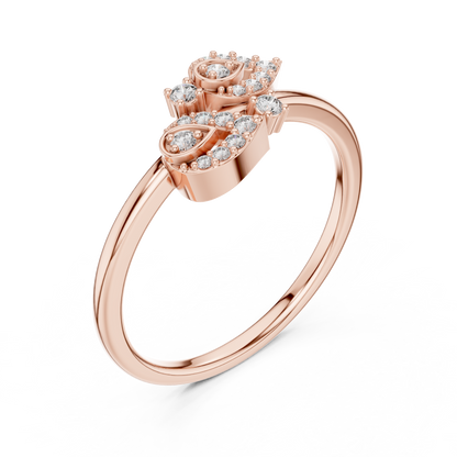 925 Silver Moissanite Twin Pear Leaf Bypass Engagement Ring