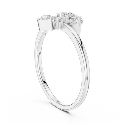 925 Silver Moissanite Twin Pear Leaf Bypass Engagement Ring
