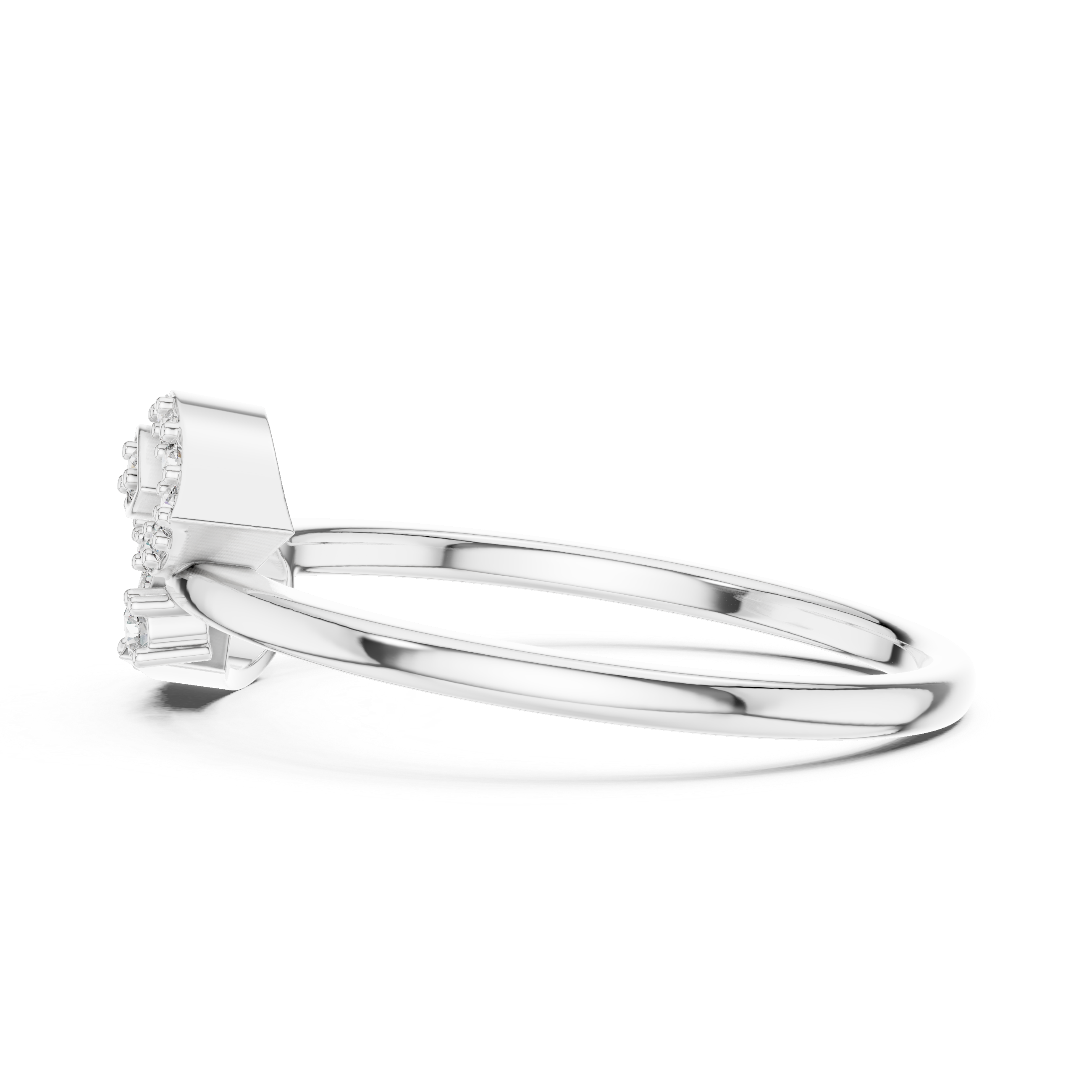 925 Silver Moissanite Twin Pear Leaf Bypass Engagement Ring