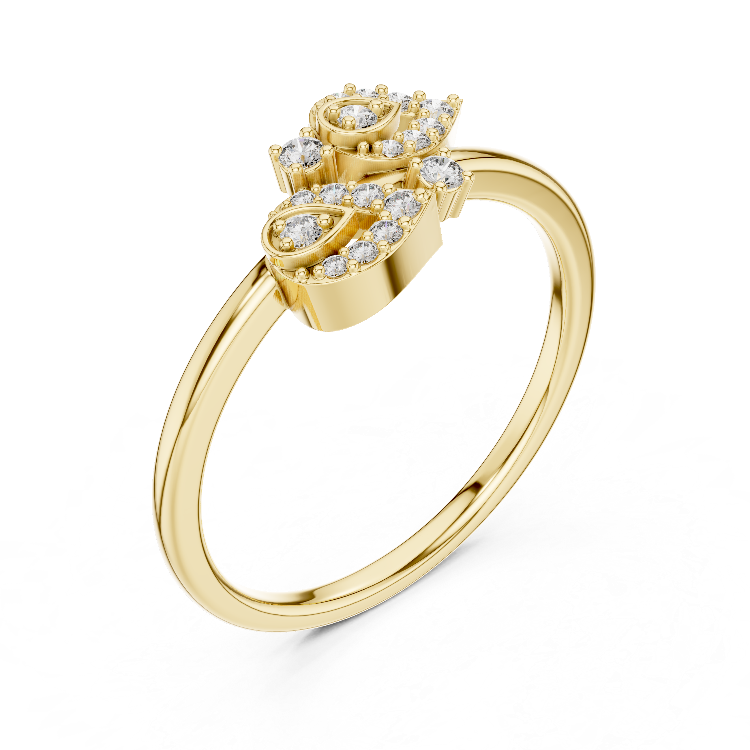 925 Silver Moissanite Twin Pear Leaf Bypass Engagement Ring
