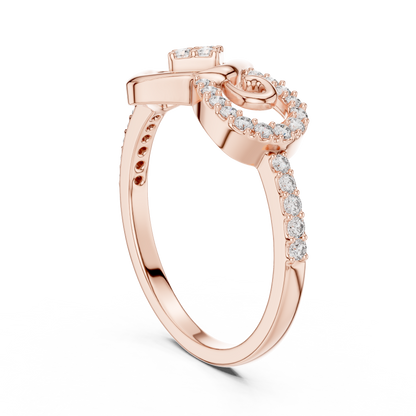 925 Silver Moissanite Geometric Square And Swirl Bypass Engagement Ring
