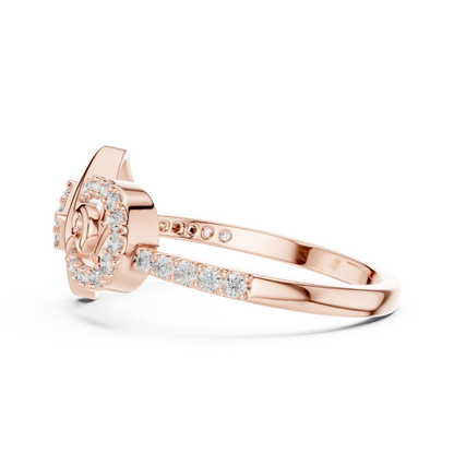 925 Silver Moissanite Geometric Square And Swirl Bypass Engagement Ring