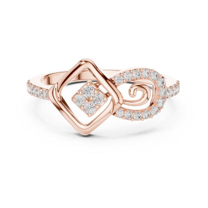 925 Silver Moissanite Geometric Square And Swirl Bypass Engagement Ring