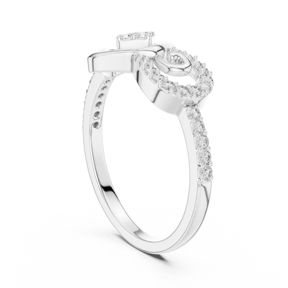 925 Silver Moissanite Geometric Square And Swirl Bypass Engagement Ring