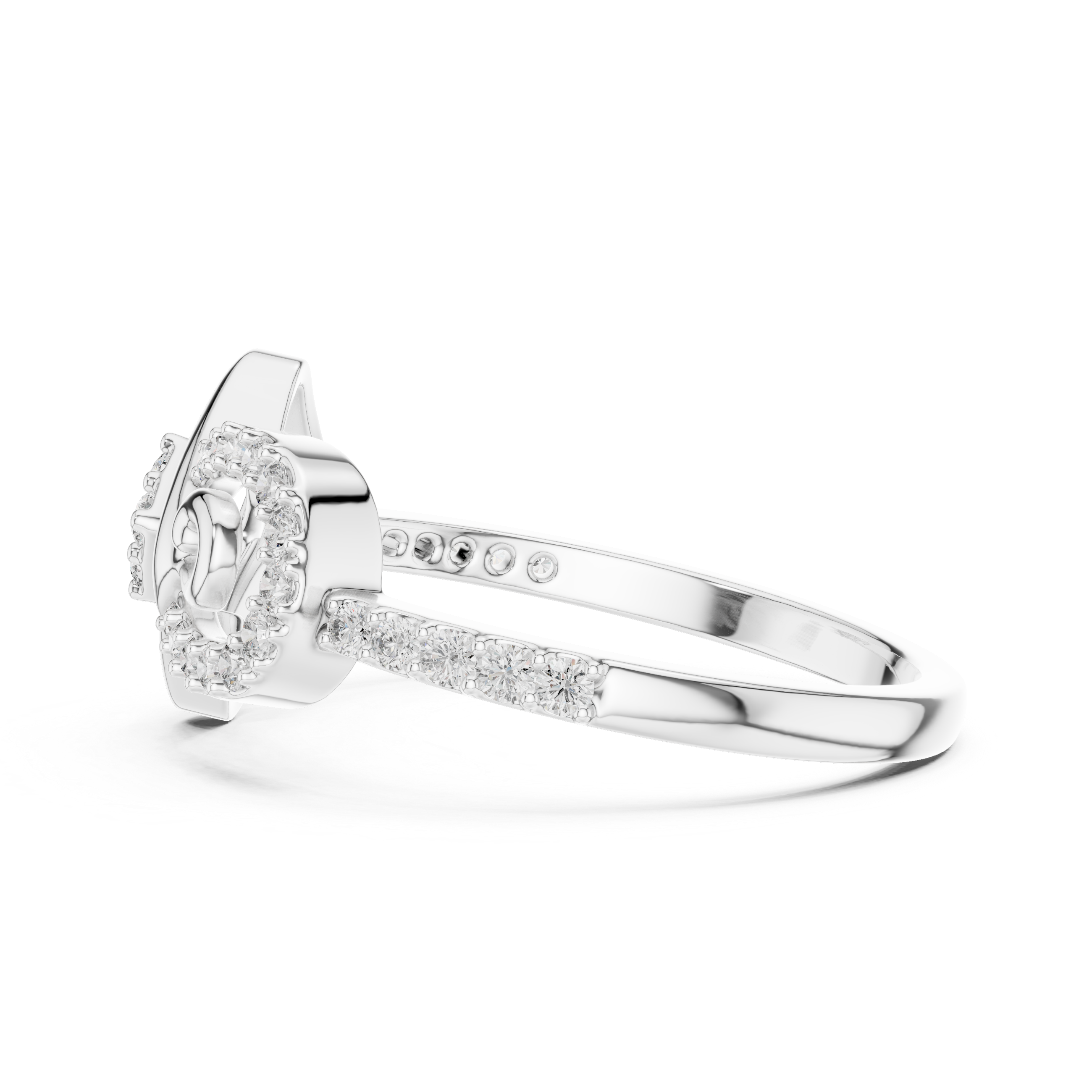 925 Silver Moissanite Geometric Square And Swirl Bypass Engagement Ring