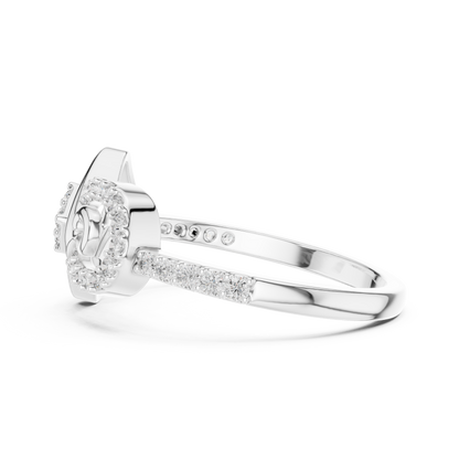 925 Silver Moissanite Geometric Square And Swirl Bypass Engagement Ring